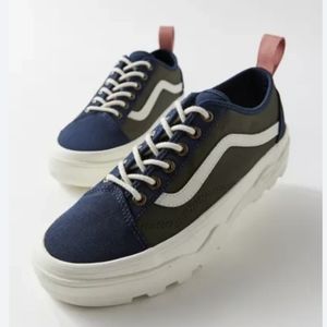 NIB Vans Sentry Old Skool Sneaker Waxed Canvas Navy Forest Women Size 8